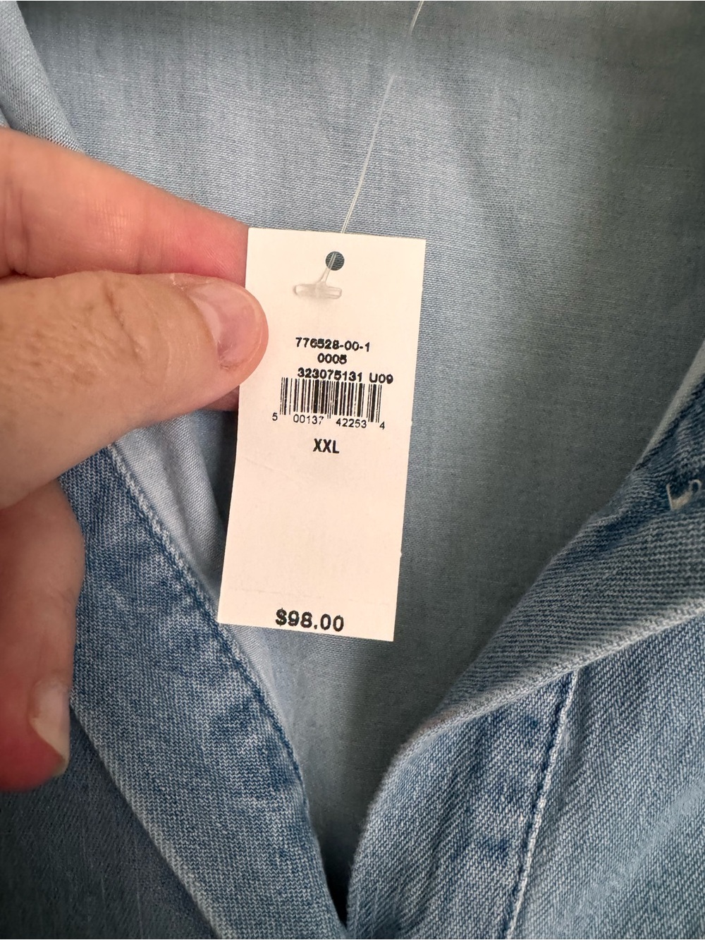 GAP Light Blue Denim Button-Front Dress with Puff Sleeves - Size XXL - Picture 4 of 6